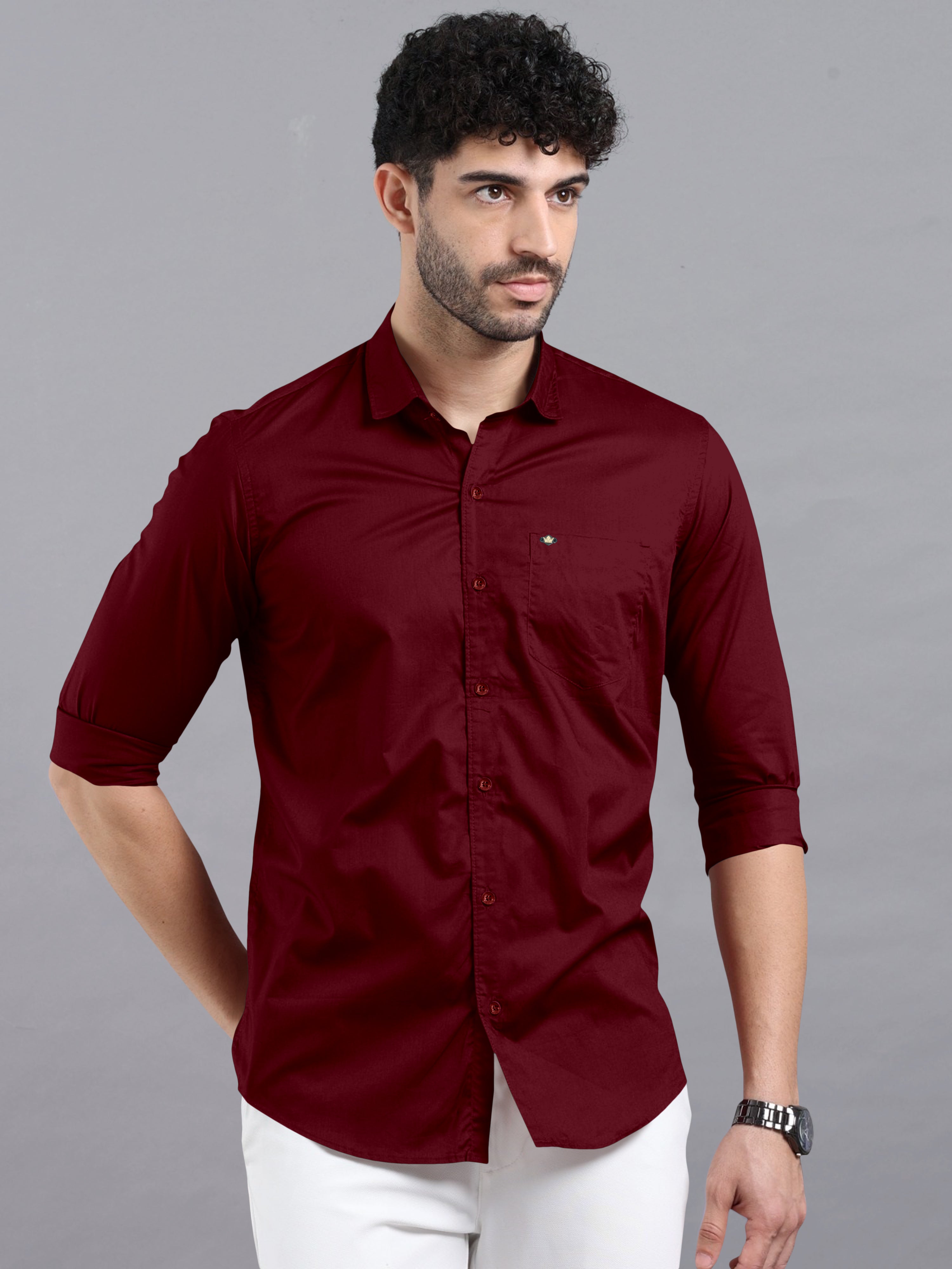 THE CLASSIC WINE PLAIN COTTON SHIRT