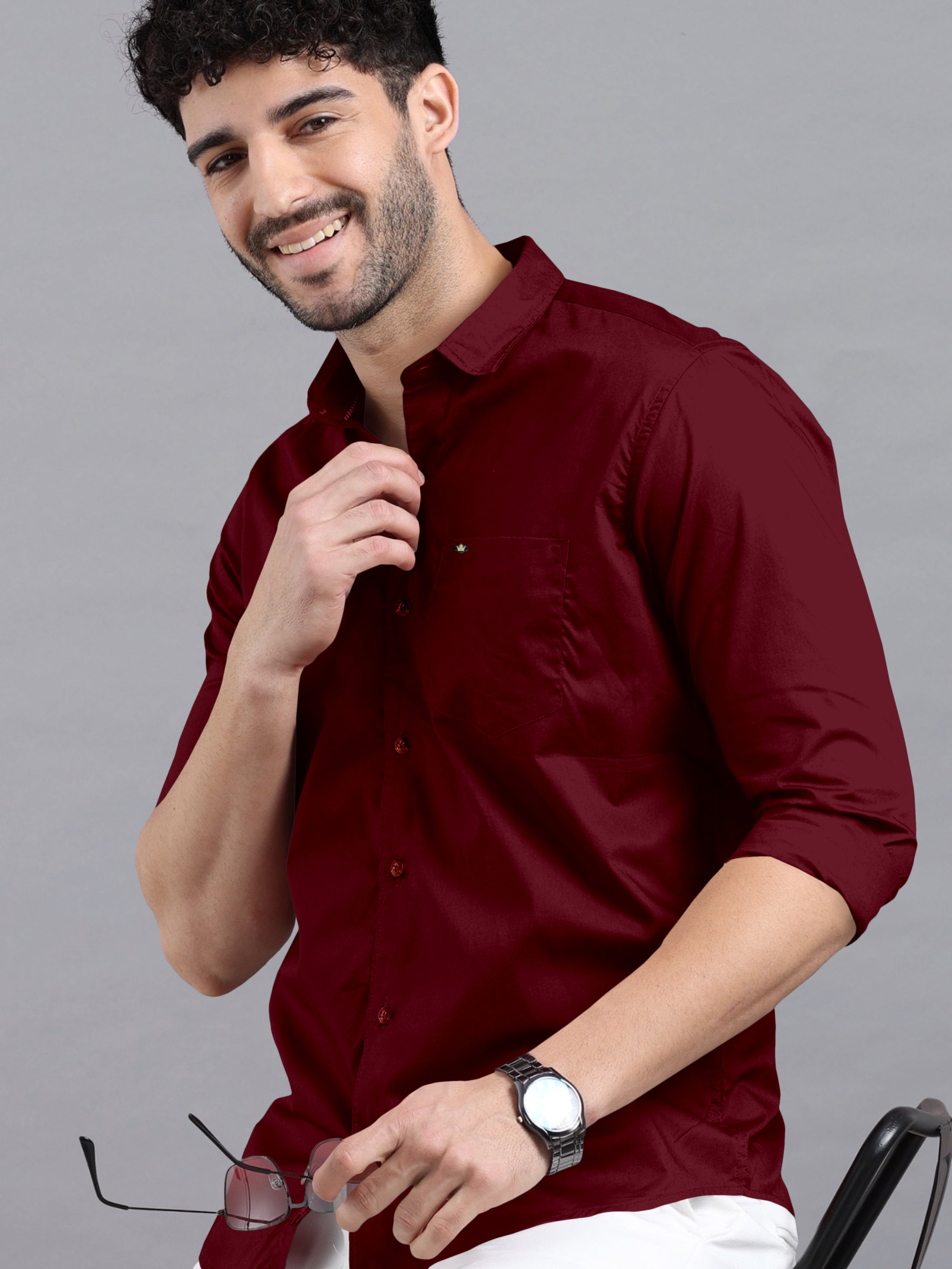 THE CLASSIC WINE PLAIN COTTON SHIRT