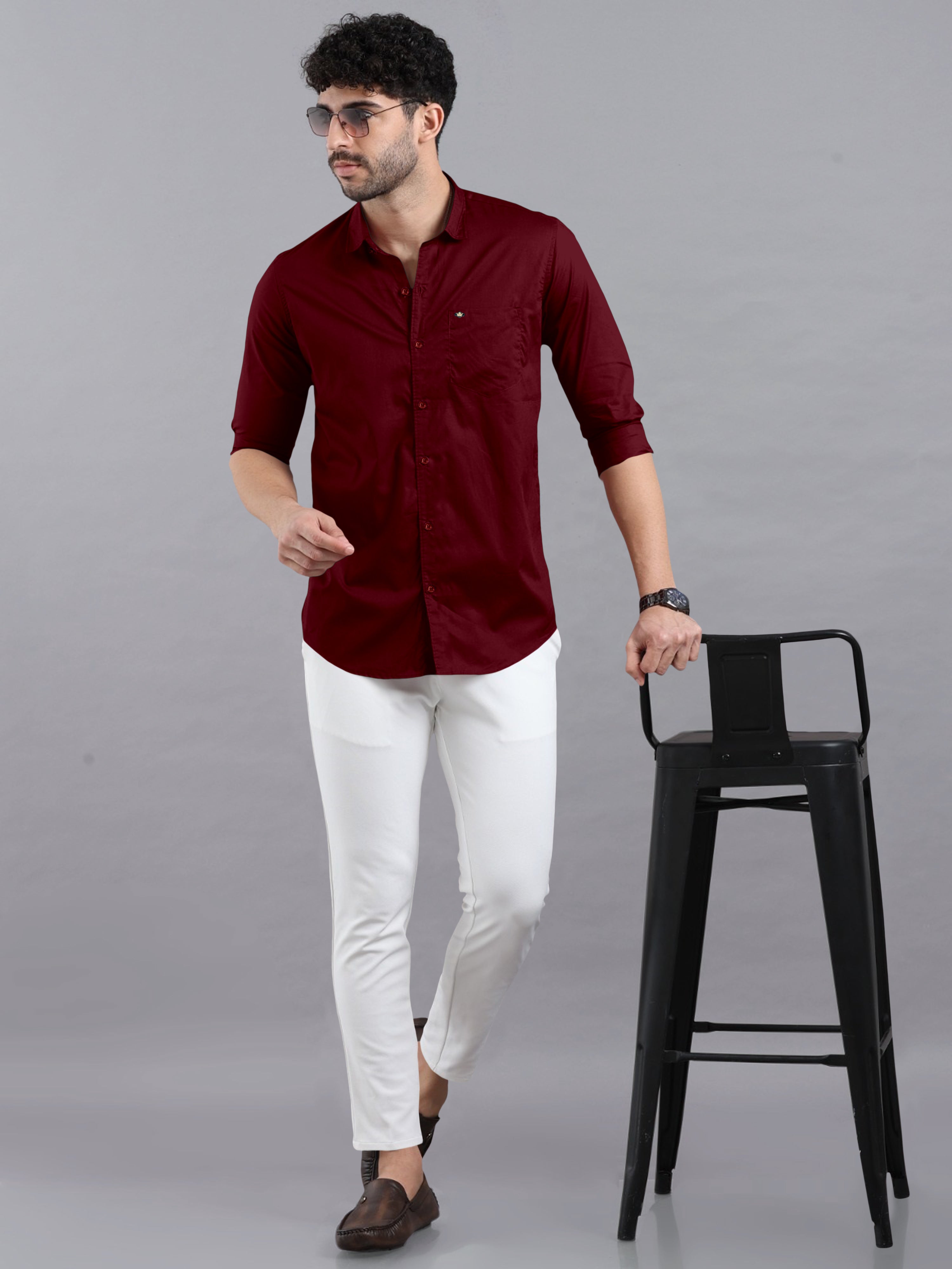 THE CLASSIC WINE PLAIN COTTON SHIRT