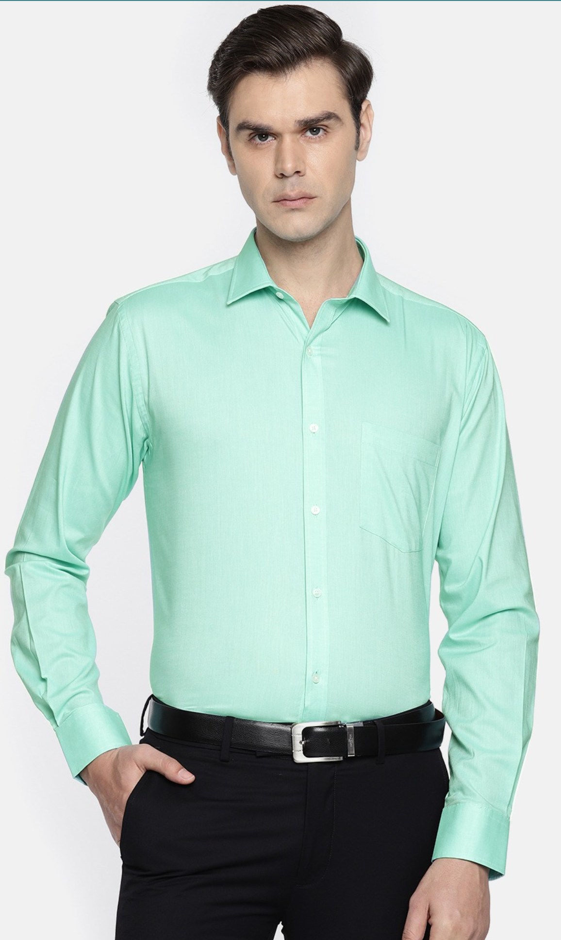 Glacier Blue Plain Premium Cotton Shirt