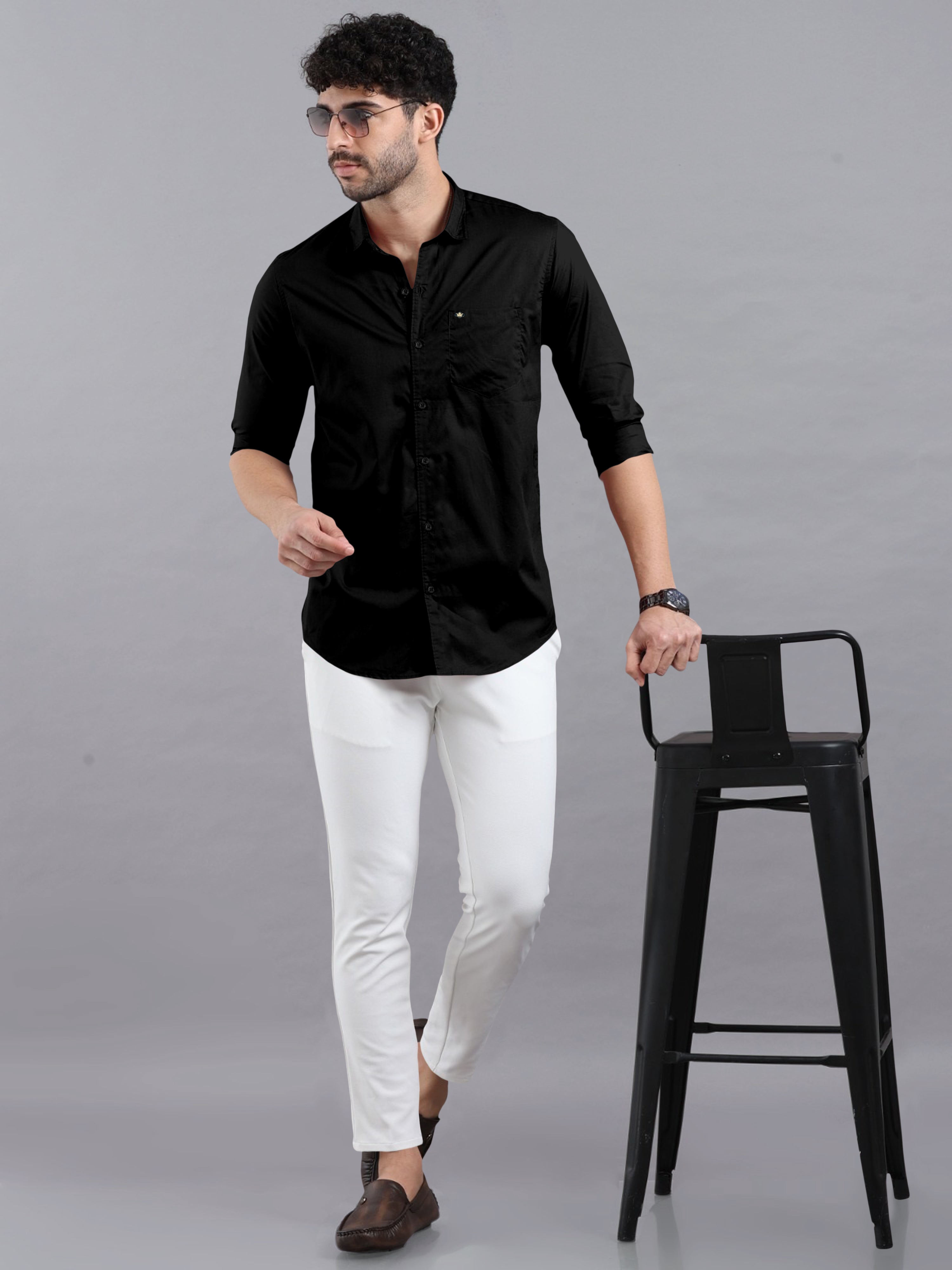 THE CLASSIC BLACK PLAIN COTTON SHIRT