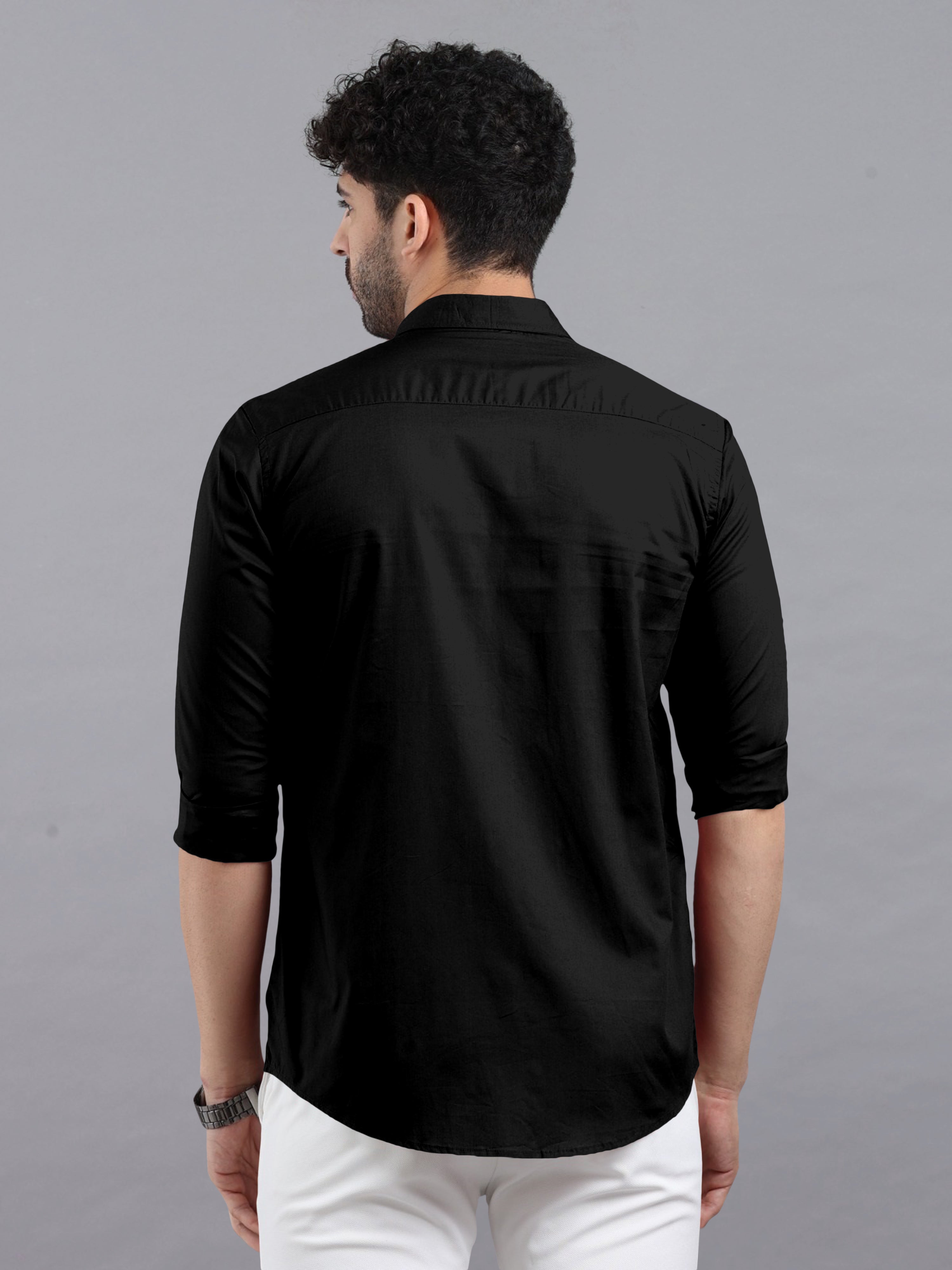 THE CLASSIC BLACK PLAIN COTTON SHIRT