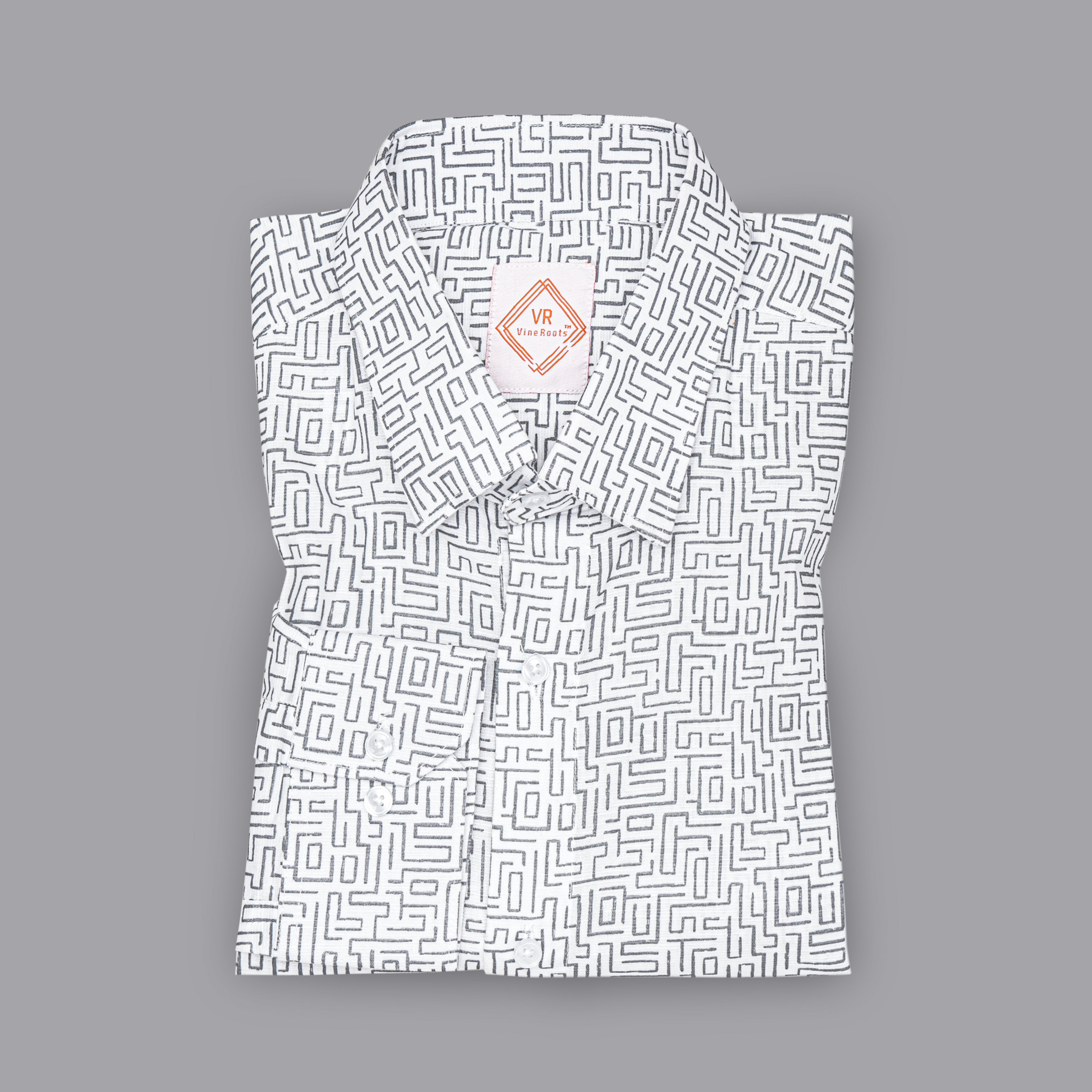 White Ladder Printed Premium Cotton Shirt