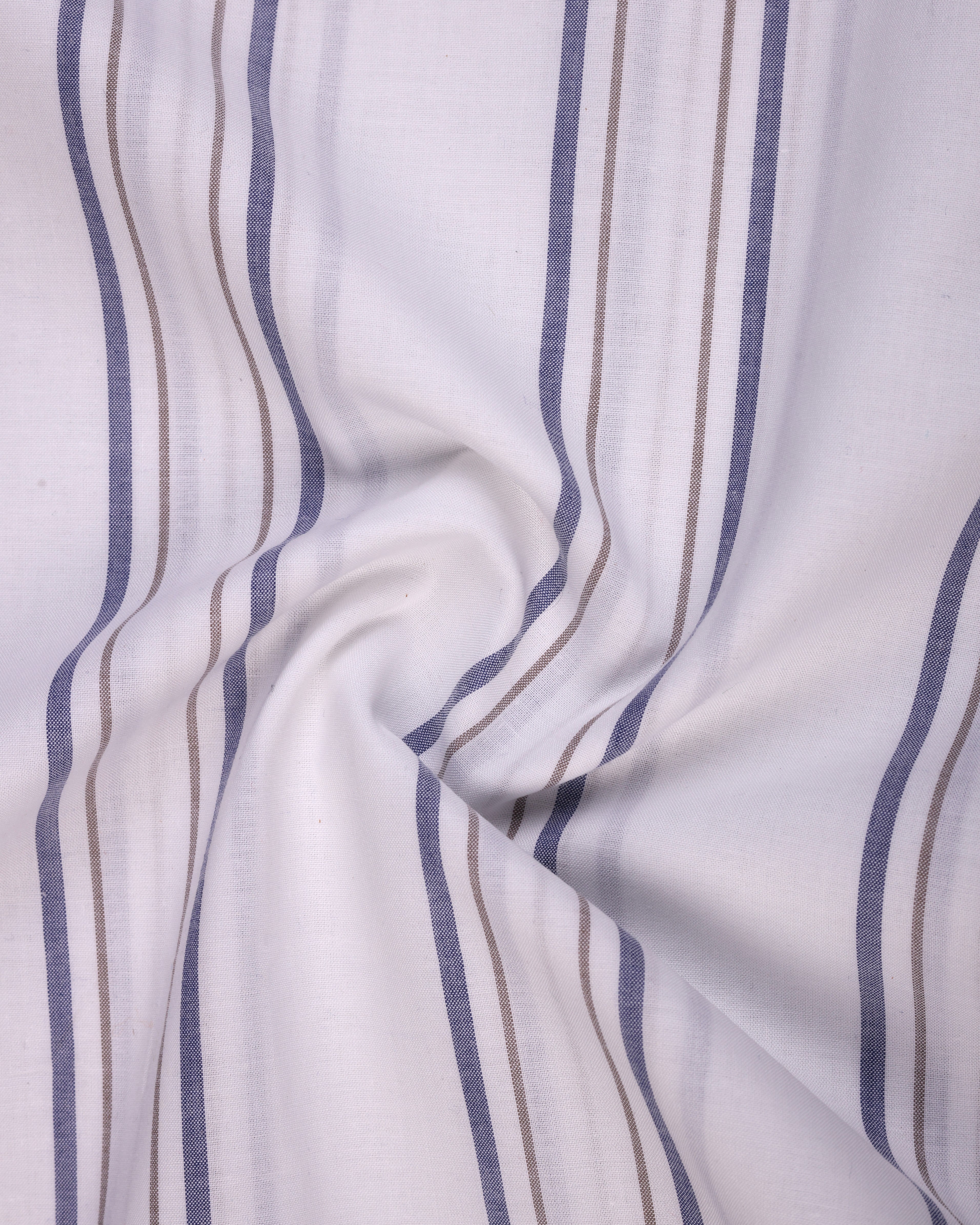 White and Blue Striped  Half Sleeves Cotton Shirt