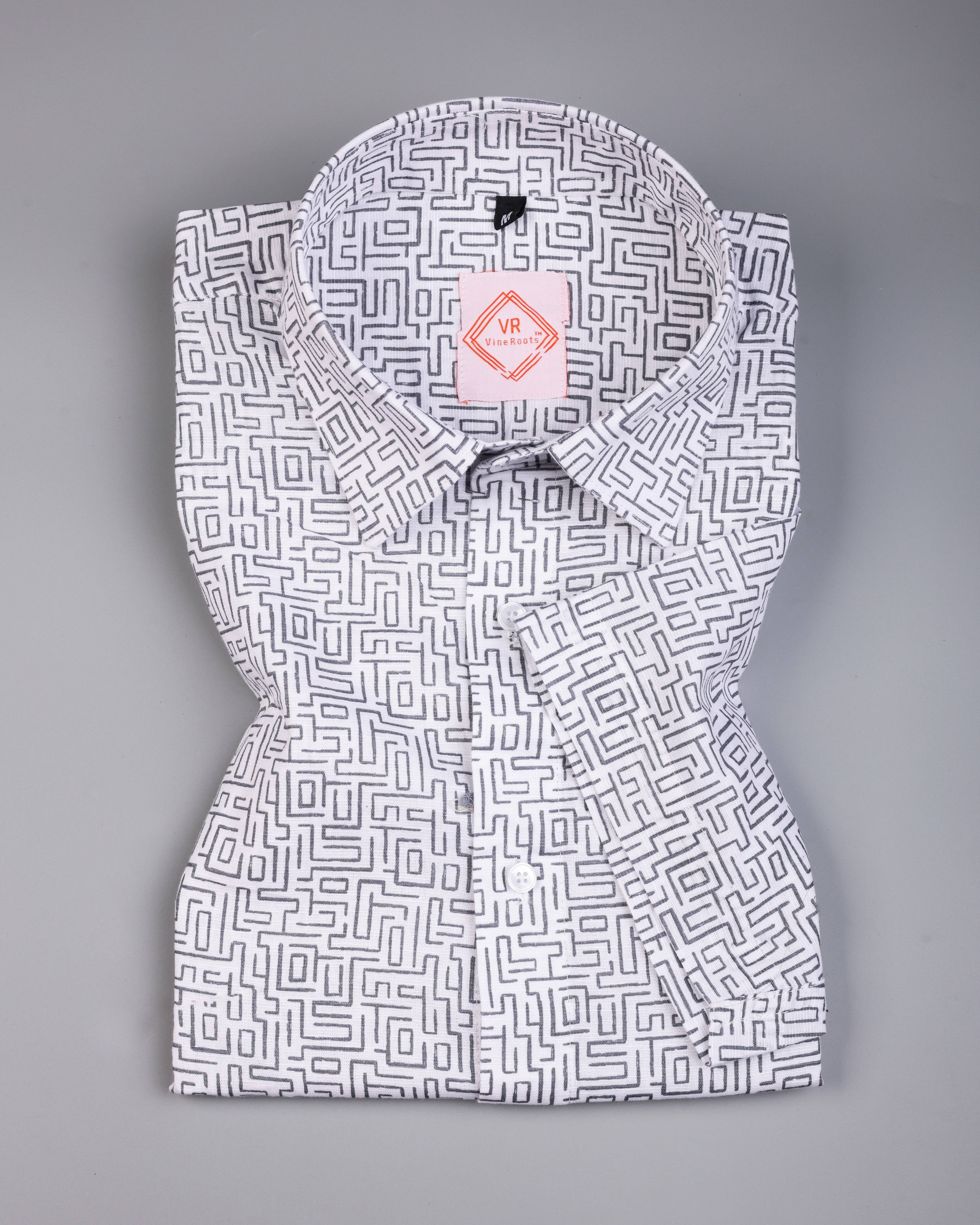 Ladder Printed White Premium Linen Shirt