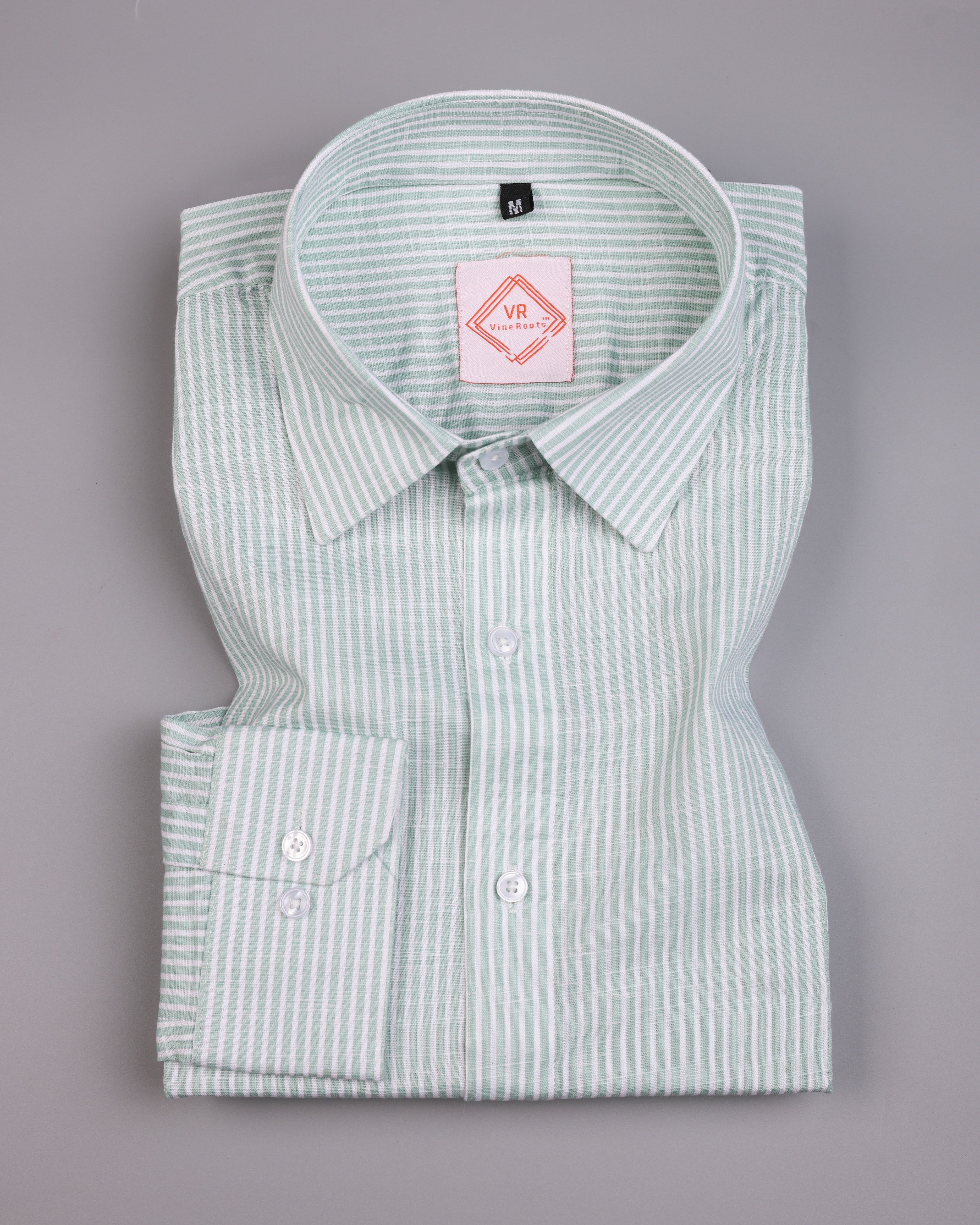 Teal Striped Premium Linen Shirt