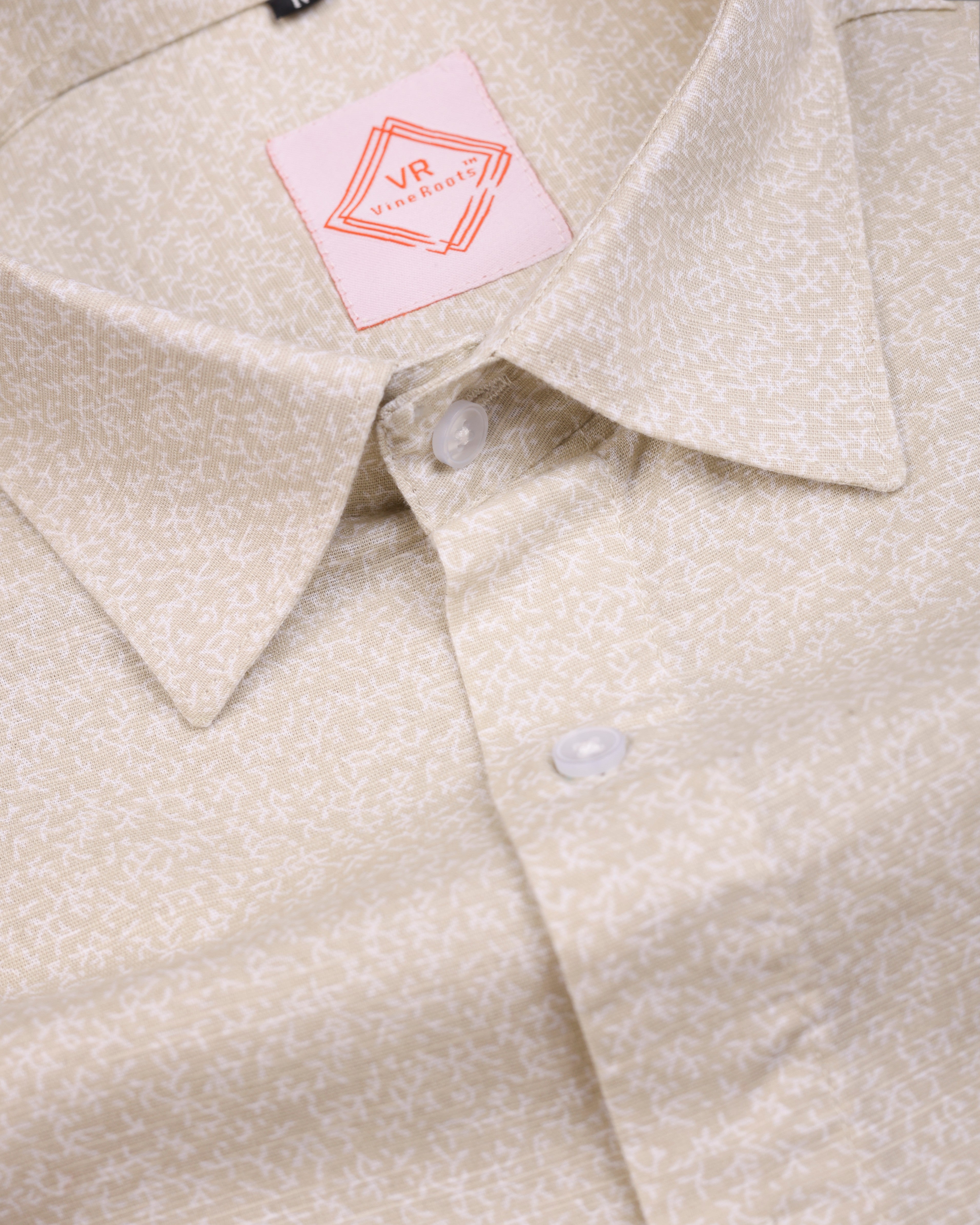 Beige textured Floral Cotton Shirt