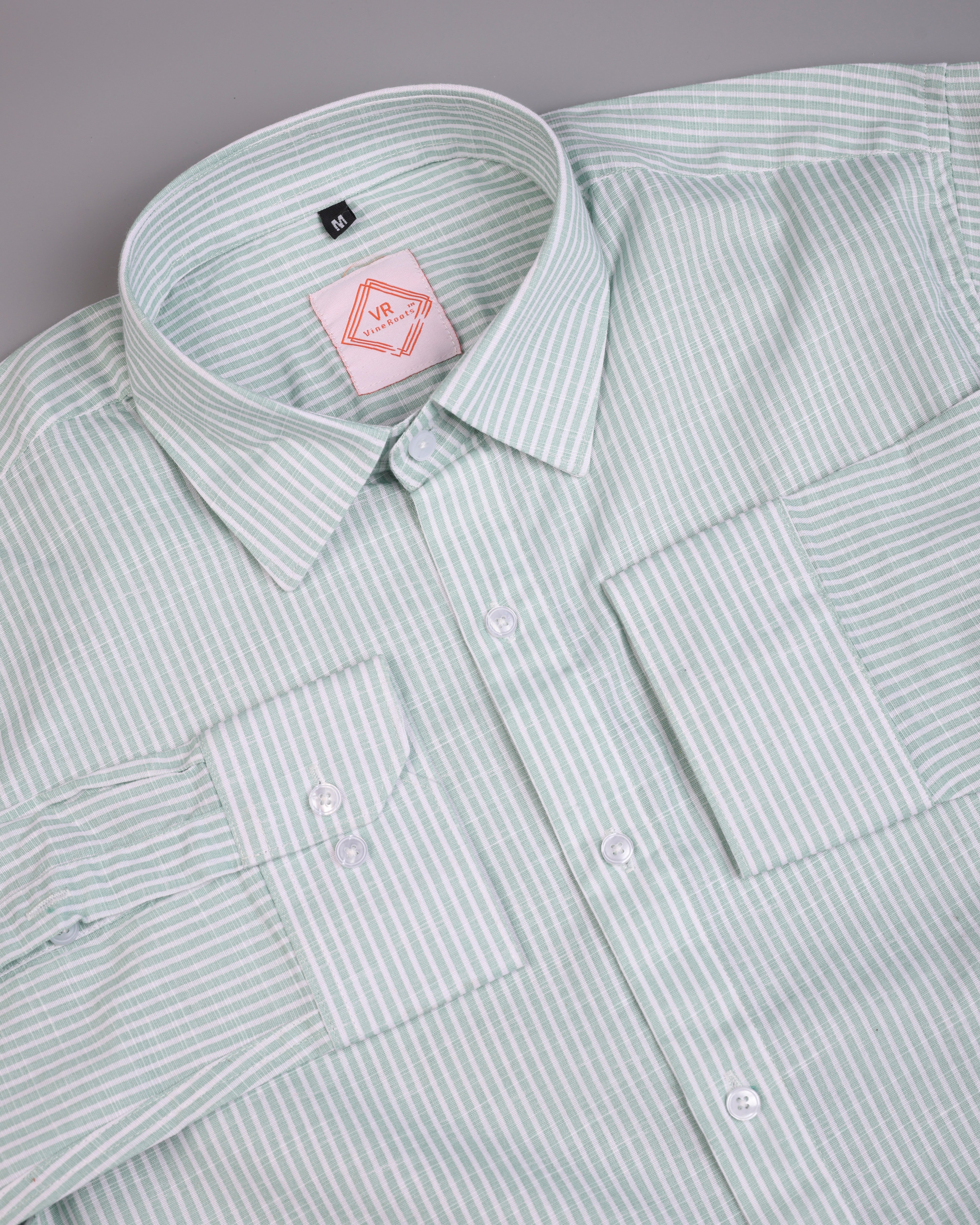 Teal Striped Premium Linen Shirt