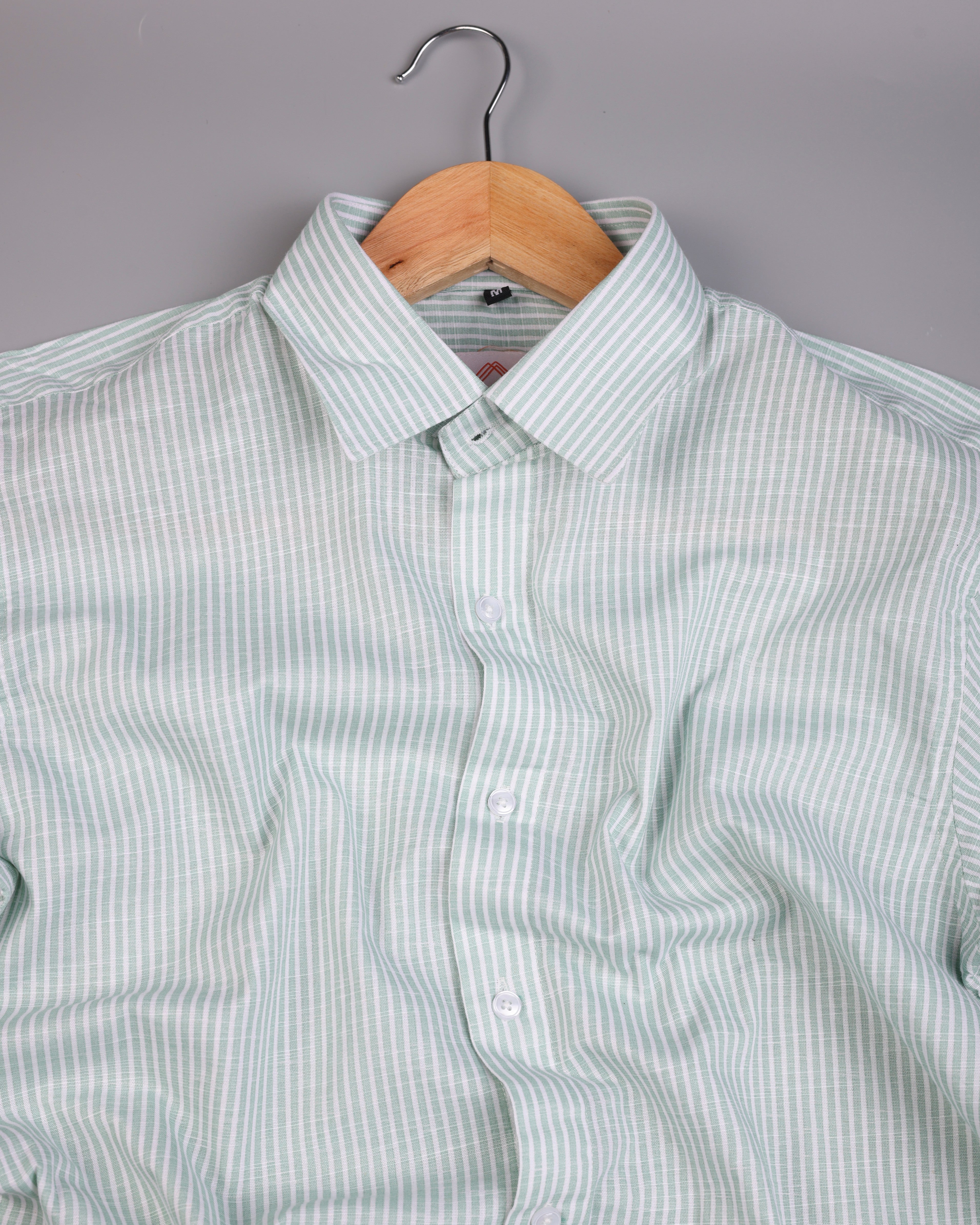 Teal Striped Premium Linen Shirt