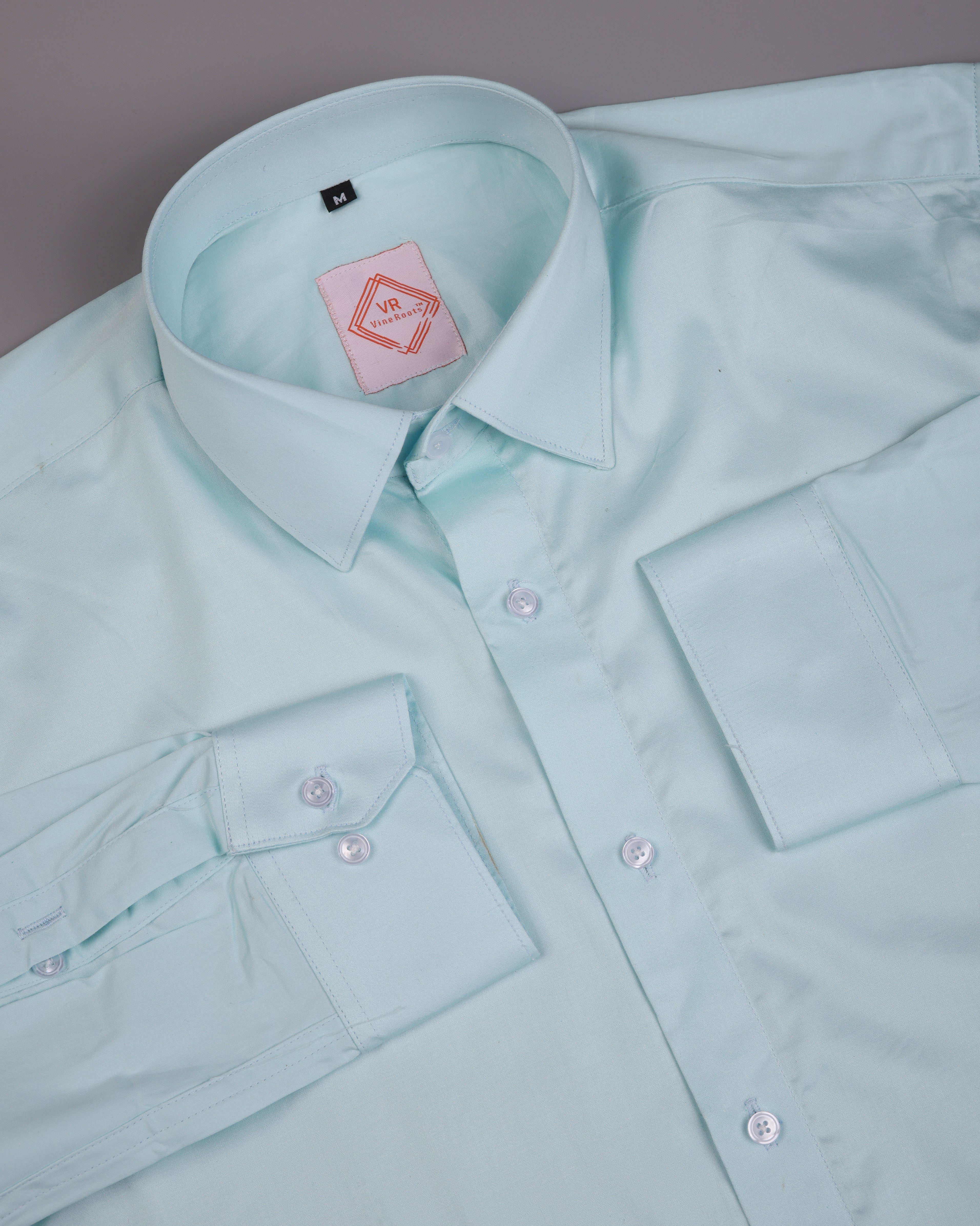 Glacier Blue Plain Premium Cotton Shirt