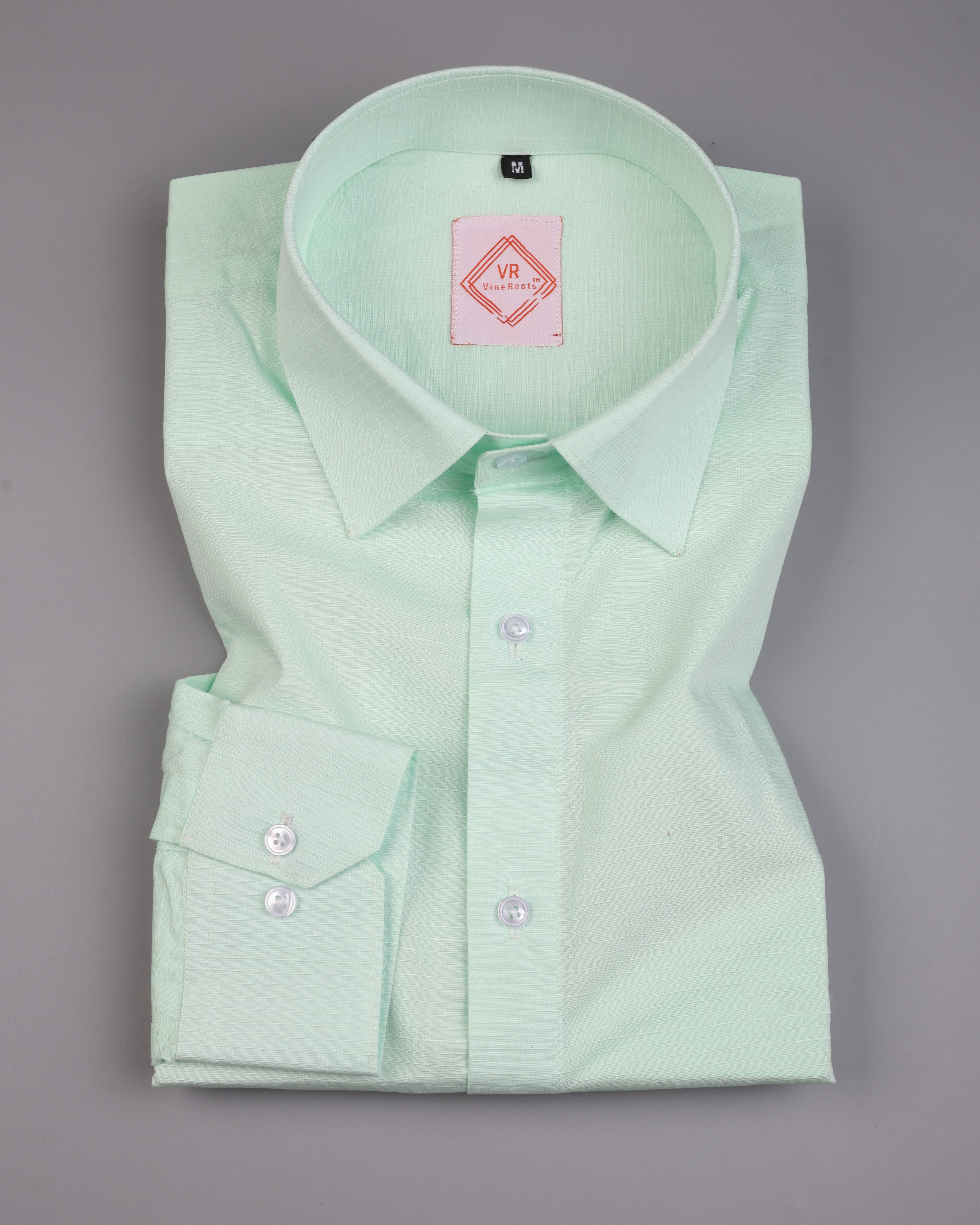 Sweet leaf green with textured Stripe Cotton Shirt