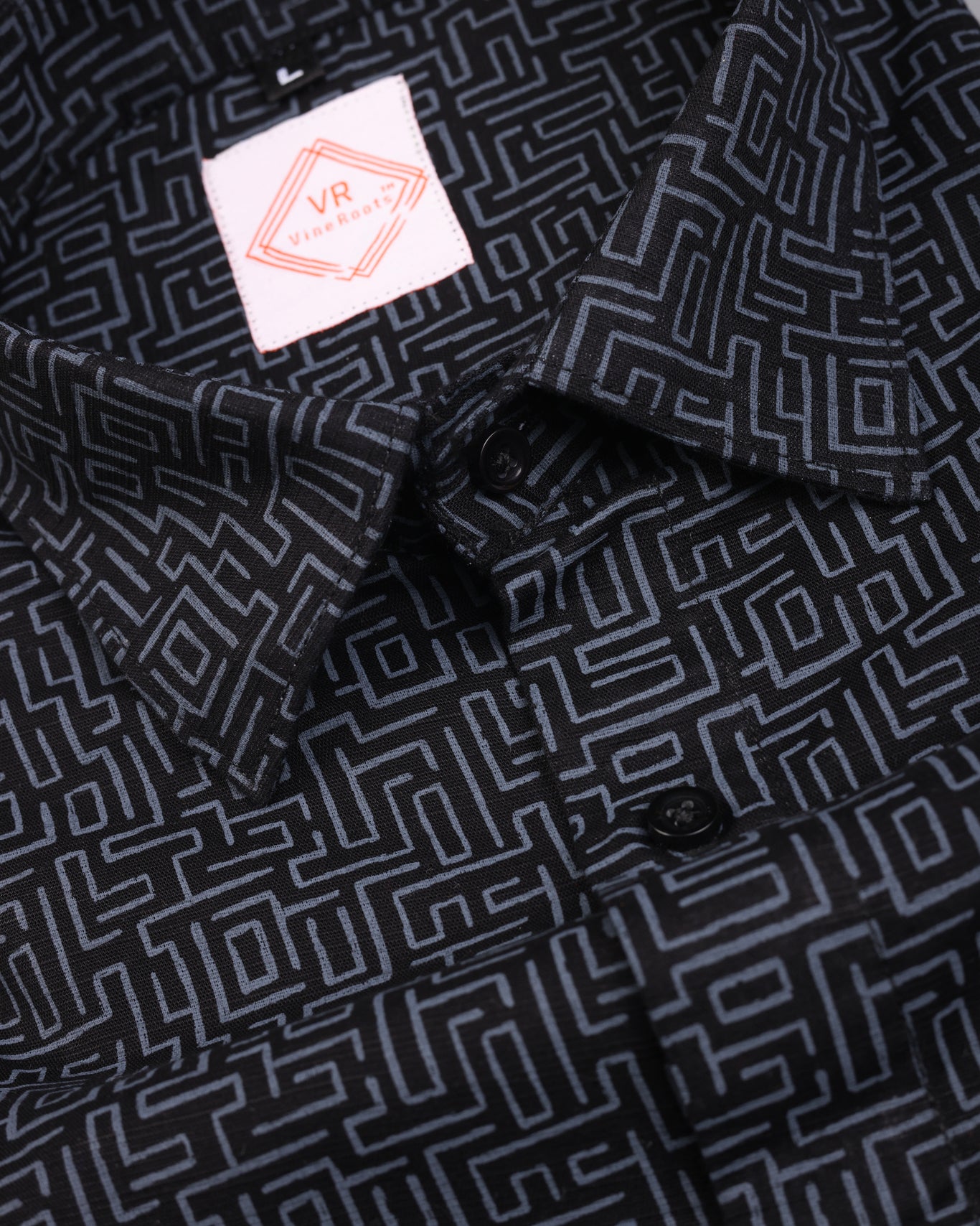 Black Ladder Printed Premium Linen Shirt