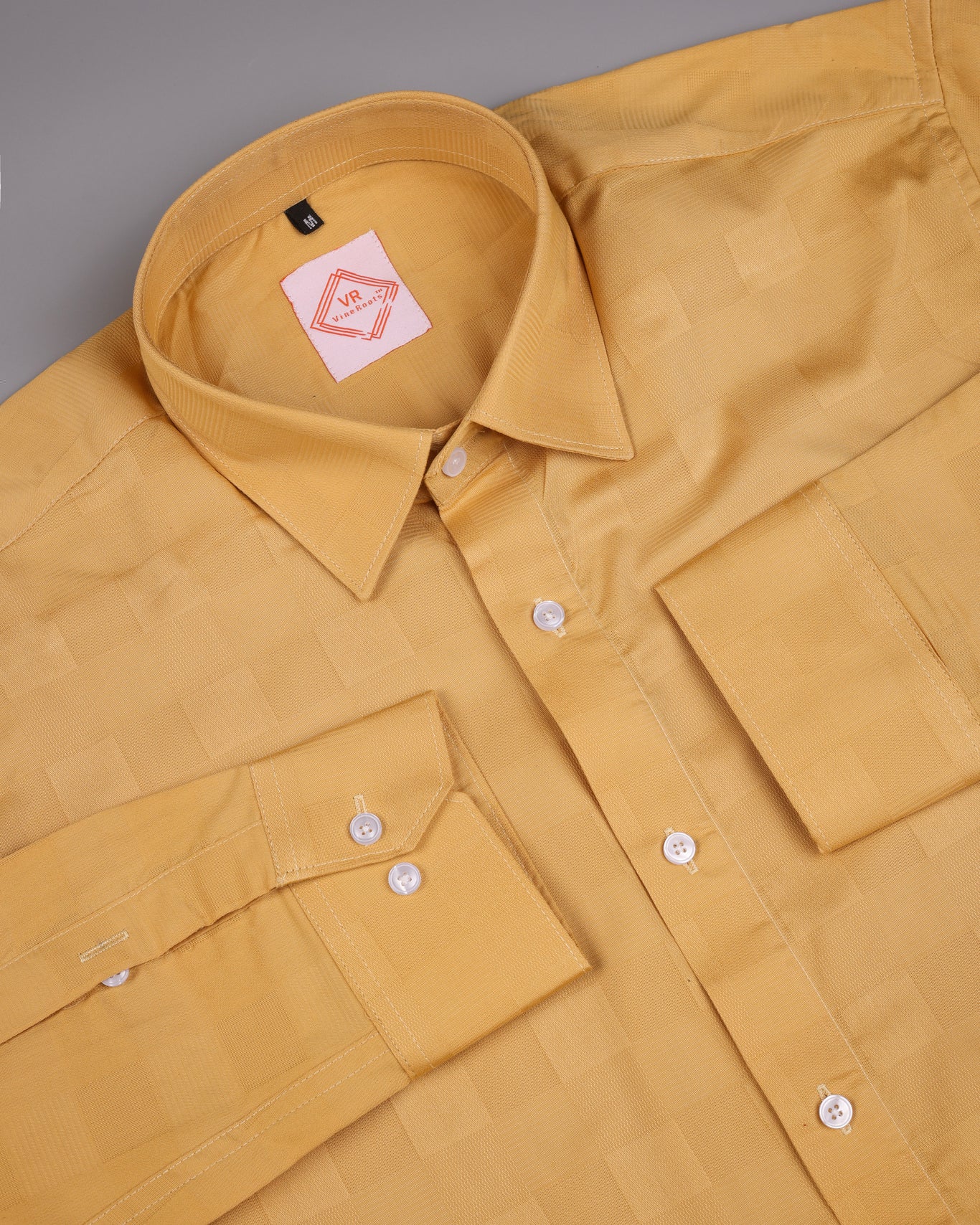 Saffire yellow textured Print Cotton Shirt