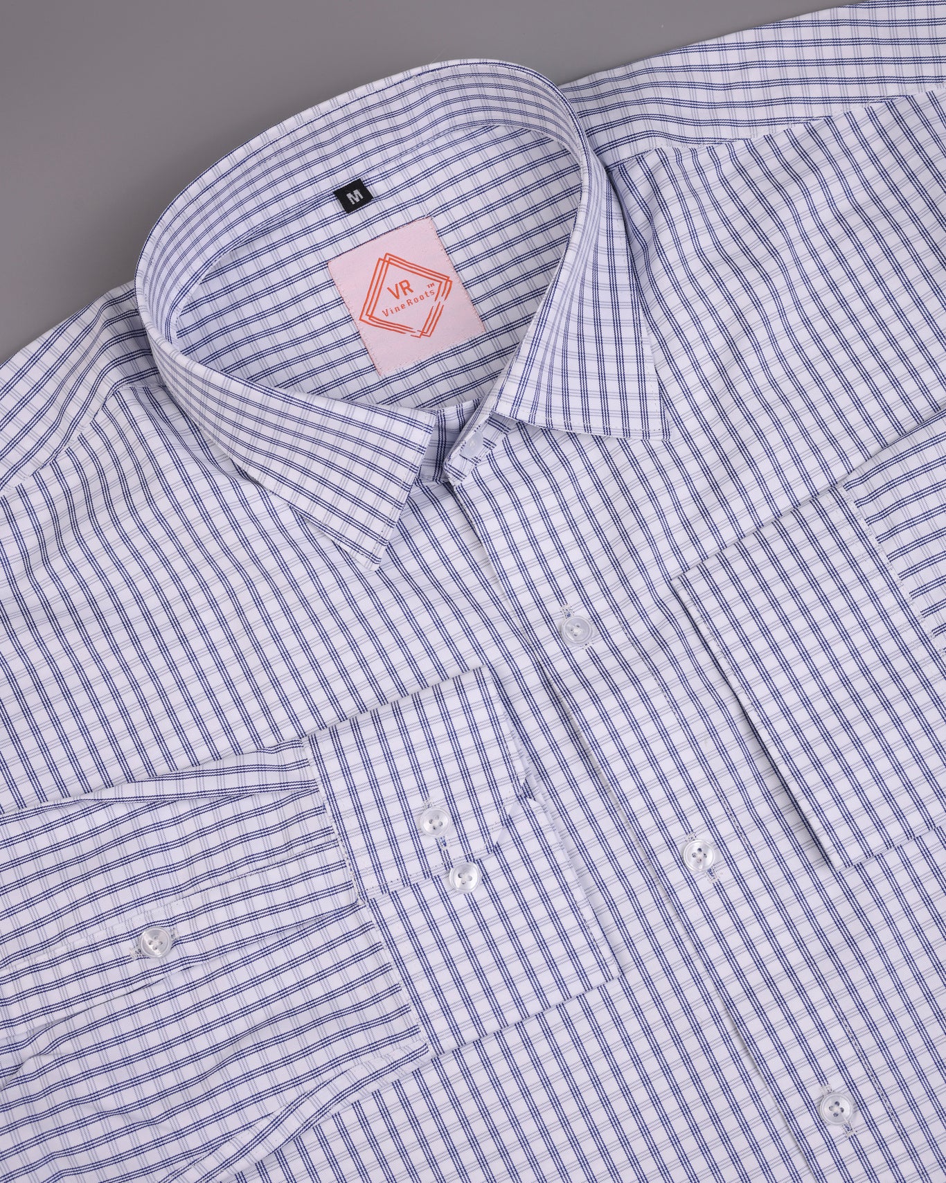 Light Blue Checked Shirt With Spread Collar